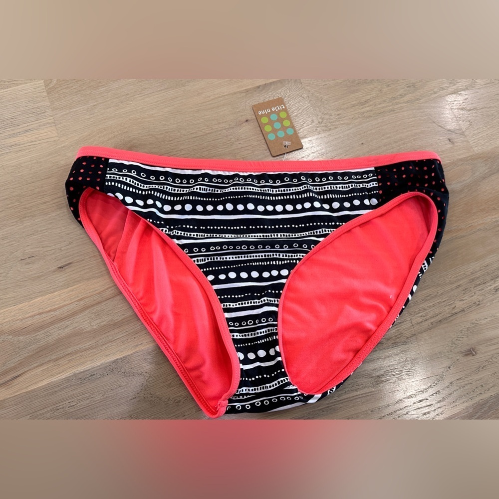 Title Nine Hold On Bikini Bottom Laser Dot Black/White Large NWT
